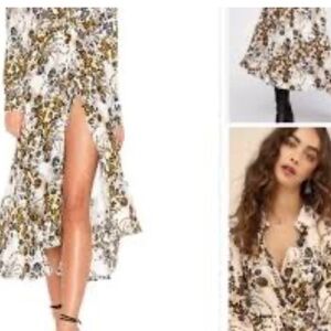 Free people Floral Maxi Dress with Front Slit size 8